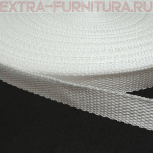 Стропа шир.25мм, цв. белый, уп.50м, пл. 10 гр/м