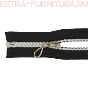 Молния спираль декор Т7 45см цв.черный/серебро