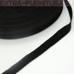 Лента киперная х/б 15 мм, цв.черный, уп.50м, 13уп./130уп. (пл.2,6 г/м)