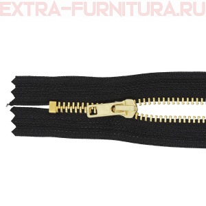 Молния джинсовая № 5, 18 см, латунь, цв.322 черный