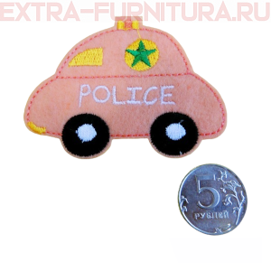 Термоаппликация TBY.RJ11 Машинка Полиция цв.персиковый *