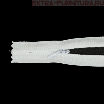 Молния потайная № 3, 70 см, цв. 101 белый п/э, пл.10 гр/м (плотная тесьма)