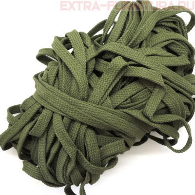 Шнур плоский х/б 12мм, цв.хаки 021, уп.50м, пл. 9,88 гр/м