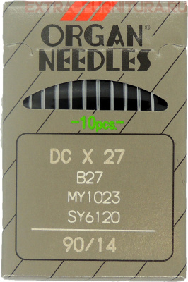 Иглы Organ высокоскоростн.оверлок (DC*27/90) для ПШМ № 90/14, уп.10шт.