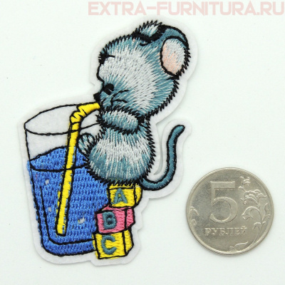 Термоаппликация Мышка с коктейлем