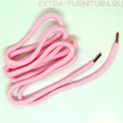 Шнурки круглые 130 см, Хлопок, цв.розовый св.