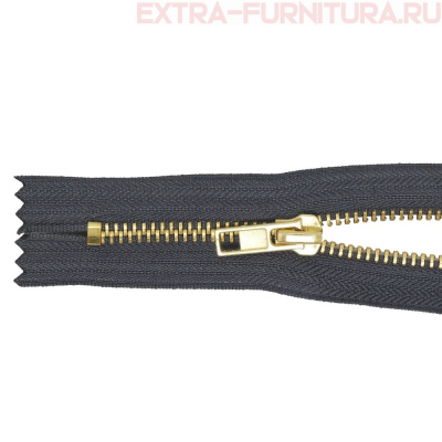 Молния джинсовая № 5, 18 см, латунь, цв.312 темно-серый