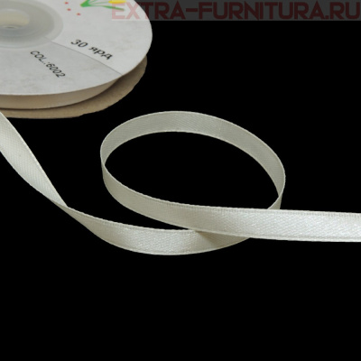Лента атласная  6 мм  цв.002 молоко рул. 27,42м