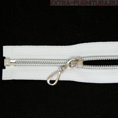 Молния спираль декор Т5 55см цв.белый/серебро MaxZipper*