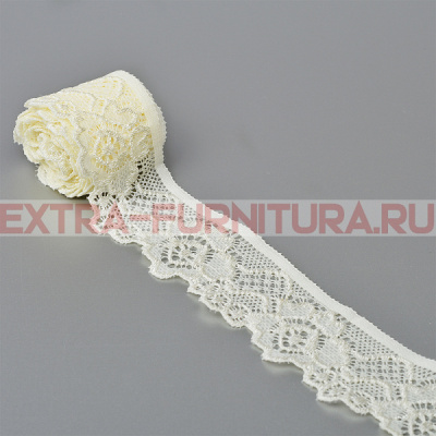 Кружево-стрейч TBY-L839 шир.35мм цв.экрю 08 уп.48 м