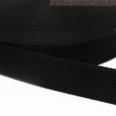 Стропа шир.30мм (+/-2мм), цв. черный, уп.50м*10уп, Б, пл. 11,8 гр/м